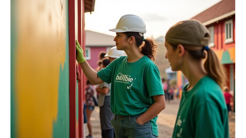 Billie GmbH team members volunteering to build a community children's learning center.