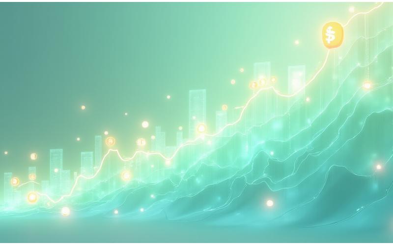 Illustration showing growth charts and financial graphs overlaid with subtle electric car motifs, symbolizing business growth and sustainable investment.