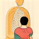 Outpatient center icon with a person undergoing therapy