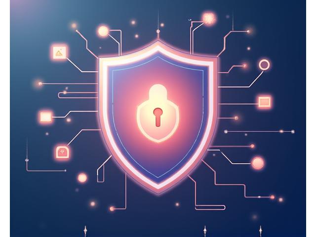Illustration of digital information flowing securely into shields, representing data protection and privacy at Billie GmbH.