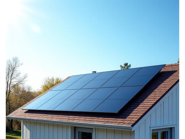 Technician installing solar panels on a rooftop