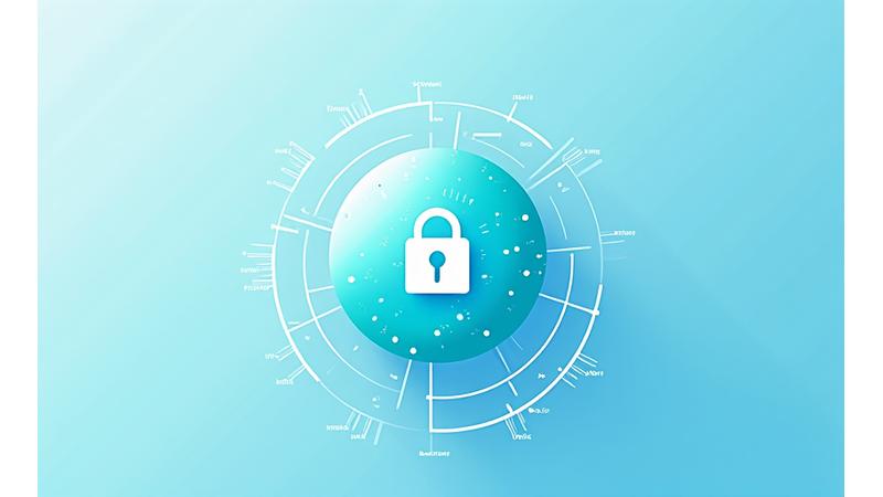 Illustration of a secure digital interface with padlock icons and flowing data lines, symbolizing website security and data integrity. Calm blue and green tones.